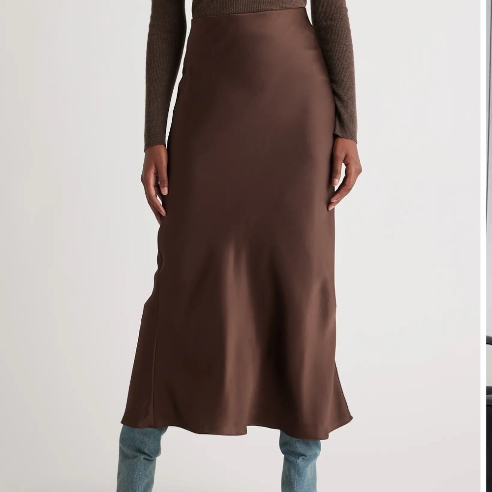 Brown Satin Skirt Quince